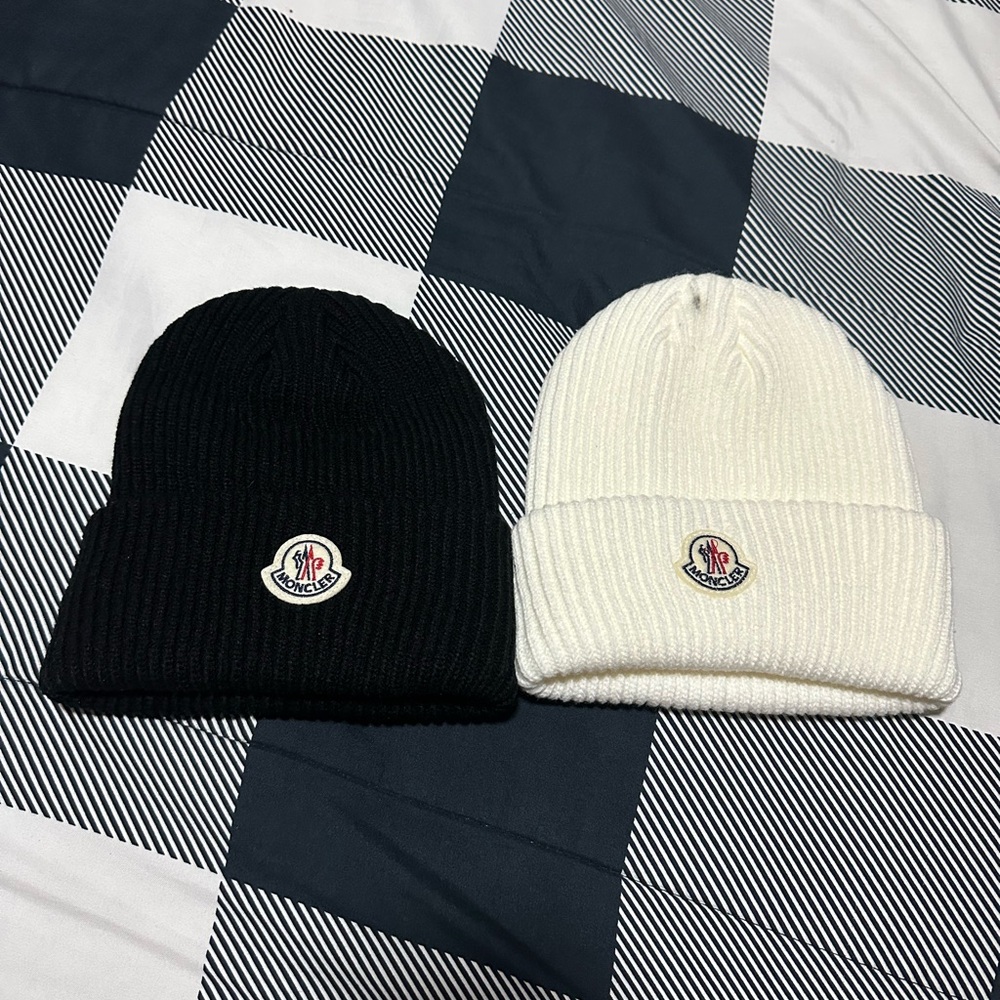 Moncler Beanie Black and White Bundle